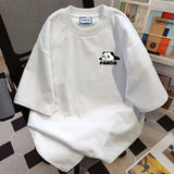 WIAOFELLAS  -  Summer New Men's Kawaii Panda Printed T Shirts Cotton Short Sleeve Oversized Tshirt Breathable Y2K Streetwear Tee Tops