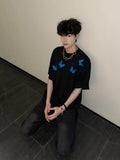 WIAOFELLAS  -  Fashion Butterfly Print T-shirts Men's Summer New Short-sleeve Trendy Loose Tops Male Comfort Handsome Round Neck Chic Tees