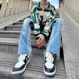 Wiaofellas  -  Kanye West Hole Ripped Straight Baggy Men Flare Jeans Pants Patchwork Distressed Washed Vintage Loose Punk Denim Trousers