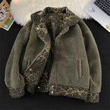 WIAOFELLAS  -  Ancient leopard print double-sided lamb fur jacket for men's winter casual lapel lamb jacket Man jacket