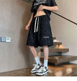 WIAOFELLAS  -  Fashion New Men's Letter Print Tie Dye Drawstring Design Shorts Trendy Summer High-waisted Loose Short Pants Male