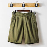 WIAOFELLAS  -  Men Gurkha Shorts Vintage Military High Waist Buckle Button Knee Length Naples Pants High Quality Loose Shorts Summer