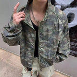 WIAOFELLAS  -  American Retro Camouflage Thin Jacket Men's Summer Sun Protection Clothing Grid Quick Drying Hiking Stand Collar Coat Outdoor