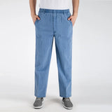 Wiaofellas  -  Loose Linen Cotton Casual Pants for Men Straight Leg High Waist Summer Comfortable Men's Loose Fit Trousers