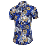 Wiaofellas  -  Men's Plaid Print Short Sleeve Shirt Plus Size Casual Hawaiian Style Button Down Shirt Summer Cross-Border Fashion