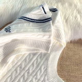 WIAOFELLAS  -  Sweater Vests Men Simple Embroidery Soft Cozy Japanese Style Handsome Sleeveless Knitted Jumper Aesthetic Hombre Streetwear Chic