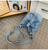 WIAOFELLAS  -  Denim messenger bag men's shoulder bag women's new design niche design fashion brand student mobile phone bag
