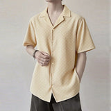 WIAOFELLAS  -  Men Shirt Solid Color Lapel Short Sleeve Summer Casual Men Clothing Streetwear 2025 Korean Style Male Shirts Tops S-5XL