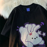 WIAOFELLAS  -  Couple's Matching Short Sleeve T-Shirt Set Cotton Cartoon Rabbit Printed Crew Neck Tops For Men And Women Summer Casual Wear