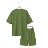 WIAOFELLAS  -  Men's Summer American-Style Loose Heavy Sweater High Street Hip-Hop Sport Short-Sleeved Set with Shorts