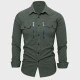 WIAOFELLAS  -  New Cotton Men's Multi Pocket Long Sleeved Shirt, Fashionable Casual, Plus Size, For Spring, Summer, and Autumn Commuting Top