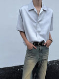WIAOFELLAS  -  Premium Ice Silk Shirt For Men Cuba Collar Short Sleeved Tops Summer Fashion Luxury Anti-wrinkle Shirts Cleanfit Streetwear