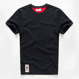Wiaofellas  -  Retro Distressed Cotton round Neck Short Sleeve T-Shirt Loose Fit Basic Color Summer Youth Fashion Standard Tailoring Male Top