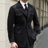 WIAOFELLAS High Quality Suede Suit Collar Men Slim Fit Coat Jacket  Hunting Jacket For Men Casual Business Jacket Luxury Versatile Coat