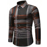 Wiaofellas  -  Geometric Three-dimensional 3D Printed Casual Lapel Long-sleeved Shirt Spring and Autumn Men's Trendy Versatile Shirt
