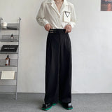 WIAOFELLAS  -  Black Suit Pants Men Oversized Fashion Social Mens Dress Pants Korean Loose Straight Wide Leg Pants Mens Office Formal Trousers