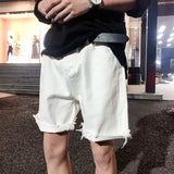 WIAOFELLAS  -  Denim Trendy Loose Straight and Versatile Summer Harajuku Style Five-point Pants