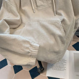 WIAOFELLAS  -  New Autumn and Winter Fashion Lazy Loose Casual Super Oversized Shoulder Slim Hooded Tie Up Button Kangaroo Bag Sweater