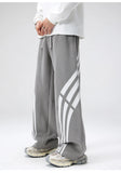 WIAOFELLAS  -  Loose Vertical Moped Casual Pants for Men Men's Color Striped Patchwork Sweatpants Outdoor Lace-up Gray Sweatpants