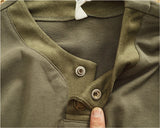 WIAOFELLAS  -  Vintage button-down short sleeve T-shirt Men's patchwork loose heavy double cotton pocket T-shirt