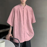 WIAOFELLAS  -  New Chinese Style Men's Shirts Stand Collar Bamboo Printing New Short Sleeved Single Breasted Casual Male Clothing