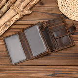 WIAOFELLAS  -  High Quality Genuine Leather Card Wallet Men Women RFID Genuine Leather Short Wallet Multi Cards Slots Button Man Purse
