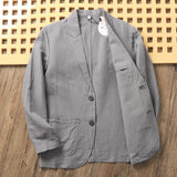 Wiaofellas  -  Japanese Sle Linen Bubble irt Men's Summer Lightweight Casual Suit Jaet Breathable Comfortable Spring Faion Trend