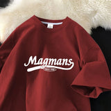 WIAOFELLAS  -  New Summer Cotton Short-sleeved Shirt Men Women Loose Versatile Fashion English Printing Trend Round Neck Half-sleeved Aesthetic