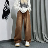 Wiaofellas  -  Brown Baggy Jeans Men Fashion Casual Vintage Jeans Men Streetwear Hip-hop Loose Straight Jeans Mens Retro Denim Trousers M-3XL