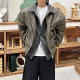 WIAOFELLAS  -  Senior sense patchwork fake two pilot coats men's spring American vintage Instagram fashion loose street jacket
