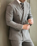 WIAOFELLAS  -  New Wedding Men Suit Stripe New Business Jacket Comfortable Slim Fit 2-PCS Tailor-Made Groom Formal Occasions Size Customized