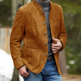 WIAOFELLAS  -  Only Jacket 1 PCS Men's Coat Suede Simple Casual Single Breasted High Quality Outerwear Solid French Street Style