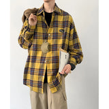 Wiaofellas  -  Autumn Long Sleeved Shirt Men Oversized Retro Casual Shirt Men Japanese Streetwear Loose Plaid Shirt Mens Vintage Shirts M-3XL