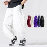 Wiaofellas  -  Oversized Men Wide Leg Pants Elastic Waist Joggers Trousers Male Casual Harem Pants Baggy Fashion Men Sweatpants Large Size 5XL