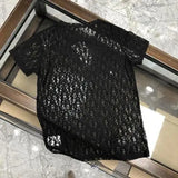 WIAOFELLAS  -  Men's Clothing Summer Crew Neck Pullovers Solid Color Spliced Gauze Hollow Out Ventilation Trend All-match Mesh Mesh Tops