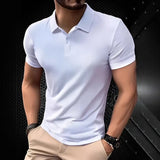 Wiaofellas  -  Men's Solid Color Polo Shirt Summer Casual Breathable Short Sleeve T-Shirt Men Fashion High Quality Slim Tees