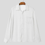 Wiaofellas  -  Men Shirt Solid Lapel Long Sleeve See Through Men Clothing Streetwear Sexy Party Fashion Male Tops S-5XL Camisas