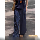 WIAOFELLAS  -  Lightweight Ice Silk Linen Trousers Straight Leg Wide Leg Casual Loose Fit Summer Pants for Men And Women Breathable Comfortable