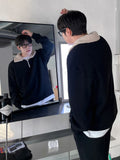 WIAOFELLAS  -  Korean Style Niche Design Men's Sweatshirts Half Zipper Solid Color Loose Male Fleece Warm Hoodies Winter