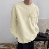 WIAOFELLAS  -  Men T Shirt Solid Color O-neck Long Sleeve Casual Male Tee Tops Streetwear Loose Knitted Fashion Men Clothing S-5XL 2026