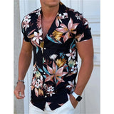 WIAOFELLAS  -  Men's Summer ort Sve irt Digital Print Loose Fit Polyester Fiber Briti Sle Collar Open Cardigan Youth Faion