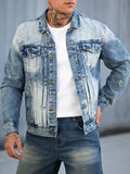 Wiaofellas  -  Motorcycles Mens Fashion Jean Jacket Vintage Button-up Lapel Slim Denim Jackets For Men Autumn Stylish Long Sleeve Ripped Coats