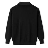 WIAOFELLAS  -  Spring Autumn Men's Turn-Down Collar Pullovers Long Sleeve Knitted Sweater Half Zipper Solid Casual Pullovers Man Loose Knitwear