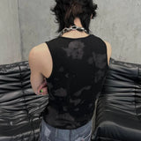 WIAOFELLAS  -  Summer New Men's Letter Print Sleeveless T-Shirt Unisex American Retro Fashion Trend Street Hip Hop Loose Casual Niche Men's Top
