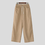 WIAOFELLAS  -  Men Plaid Pants Drawstring Joggers Loose Casual Straight Trousers Men Streetwear 2025 Fashion Male Long Pants S-5XL