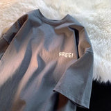 WIAOFELLAS  -  Men's Clothing Cotton T-Shirt Summer Short Sleeve Hong Kong Style Loose Fit Casual Trendy Solid Color Streetwear Top