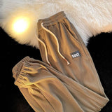 Wiaofellas  -  New Autumn Corduroy Casual Fashion Trend Loose Fitting and Versatile Solid Color Mid High Waisted Men's Sports Casual Pants