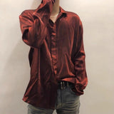 Wiaofellas  -  Mens Autumn French Solid Color Gold Velvet  Shirt Comfortable Fashion Trendy High Street Lazy Casual Long-Sleeve Top For Men