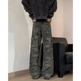 Wiaofellas  -  Retro American Hip Hop Camouflage Casual Pants Men Women Workwear Straight Leg Long Trousers Polyester Cotton Blend Spring