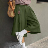 Wiaofellas  -  Men's Shorts Solid Color Button Joggers Loose Men Bottoms Summer Streetwear Fashion Casual Wide Leg Shorts For Man